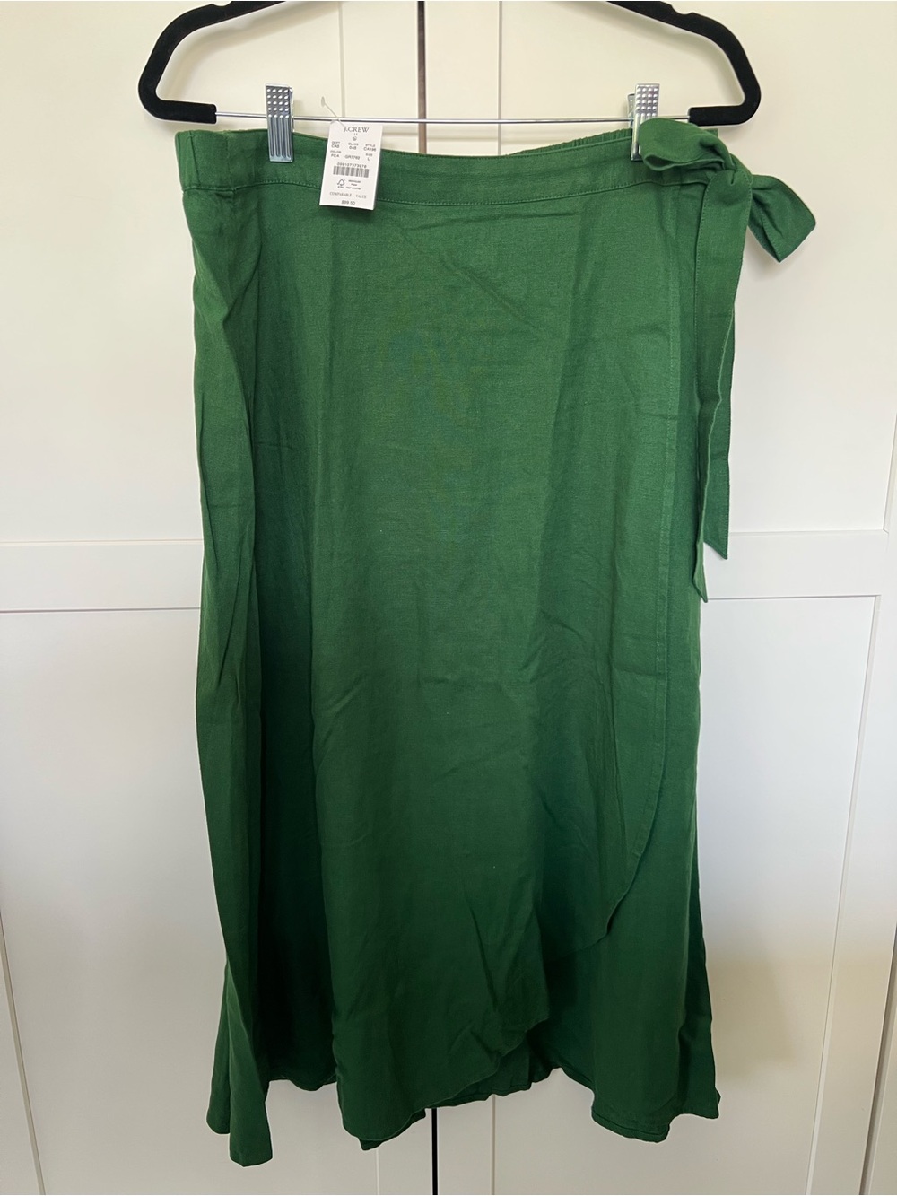 J. Crew Factory Green Wrap Midi Skirt with Side Tie